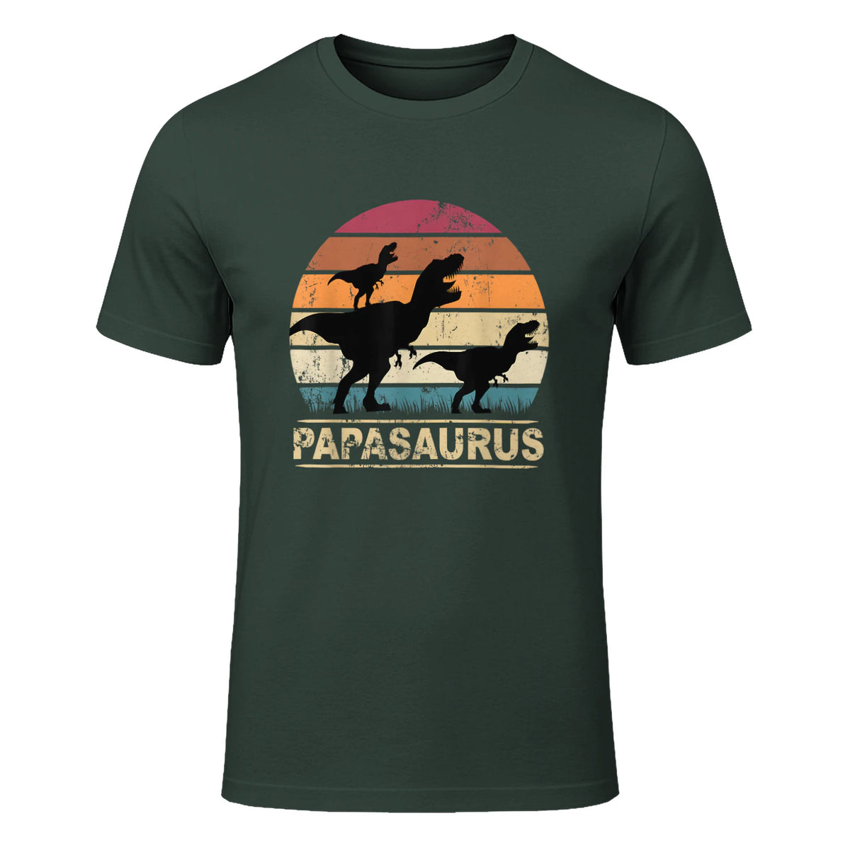 Papasaurus Dinosaurier Papa Tyrannosaurus Dino Doppelpack in Forest Green - front view