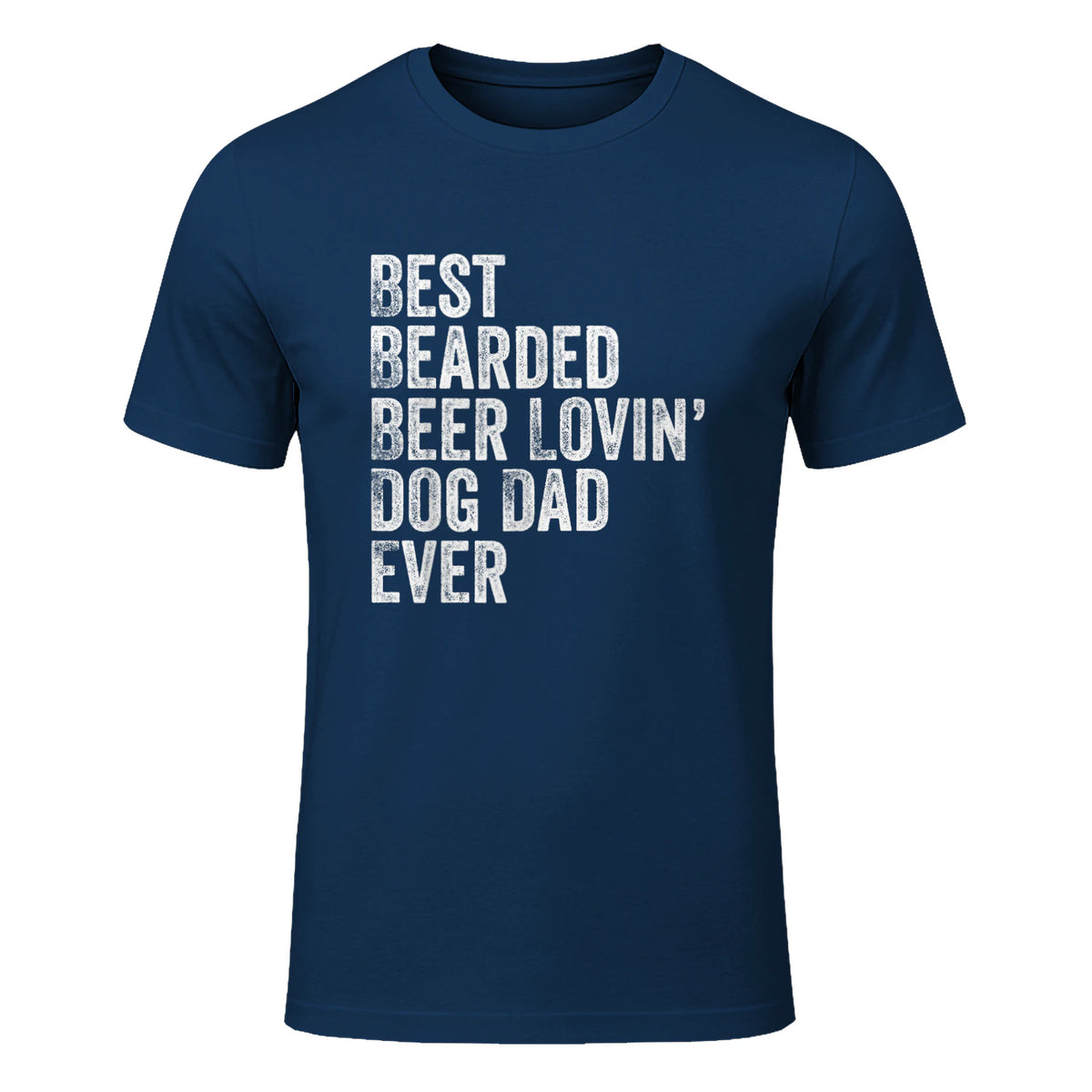 Best Bearded Beer Lovin Dog Dad T-Shirt Pet Lover Owner Gift in Navy - front view