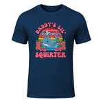 Daddy's Lil Squirter Joke T-Shirt in Navy - front view