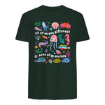 All of Us are Different None of Us are Less Autism Awareness in Forest Green - back view