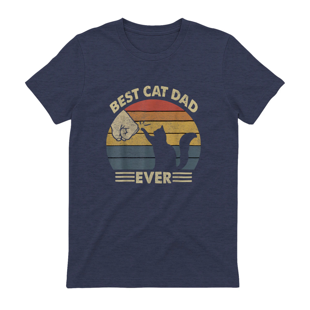Best Cat Dad Ever T-Shirt in Heather Navy - back view