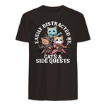 Cats Side Quest Funny Tabletop T-Shirt in Dark Chocolate - back view