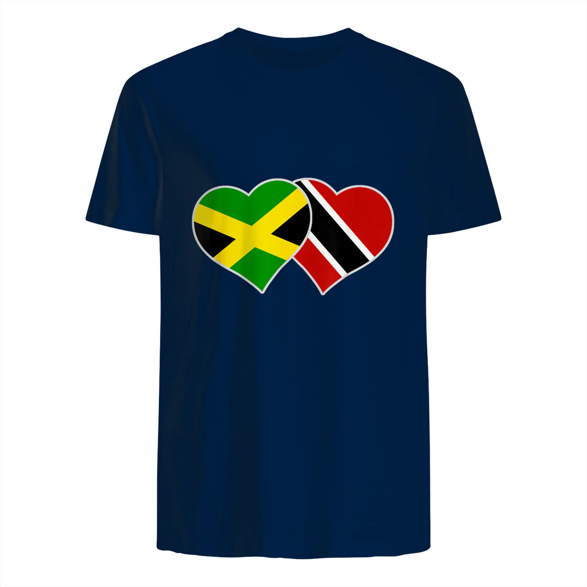 Trinidadian Jamaican Heart Love Jamaica Trinidad Flag in Navy - back view