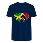 Trinidadian Jamaican Heart Love Jamaica Trinidad Flag in Navy - back view