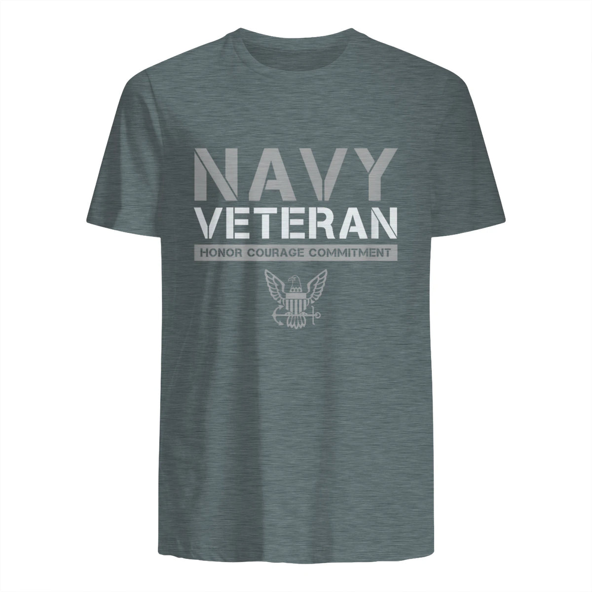 US Navy - Veteran Honor Courage Commitment T-Shirt in Dark Heather - back view