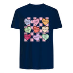 Special Education Teacher Candy Heart Valentines Day Love T-Shirt in Navy - back view
