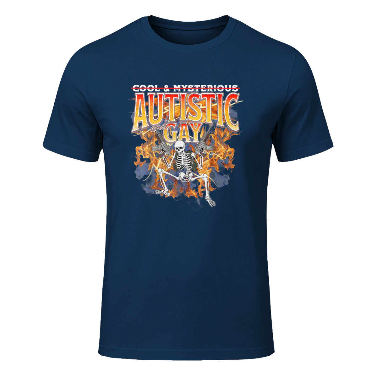 Autism Meme Funny Tism Squelette Autistique et Gay Humour in Navy - front view