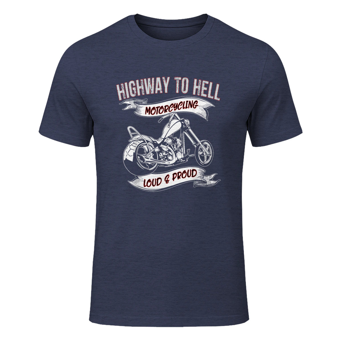 Highway to Hell Motorradfahrer Biker Motorrad Männer in Heather Navy - front view