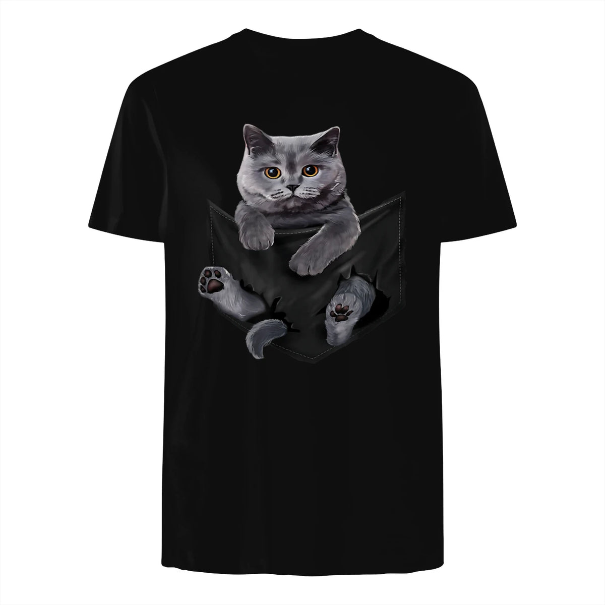 Cat Lovers British Shorthair In Pocket Fun Kitten in Black - back view