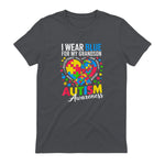 I Wear Blue for My Grandson Autism Awareness Grandma Nana in Charcoal - back view