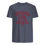 Philadelphia Street Map Liberty Bell Vintage Maroon Philly T-Shirt in Heather Navy - back view
