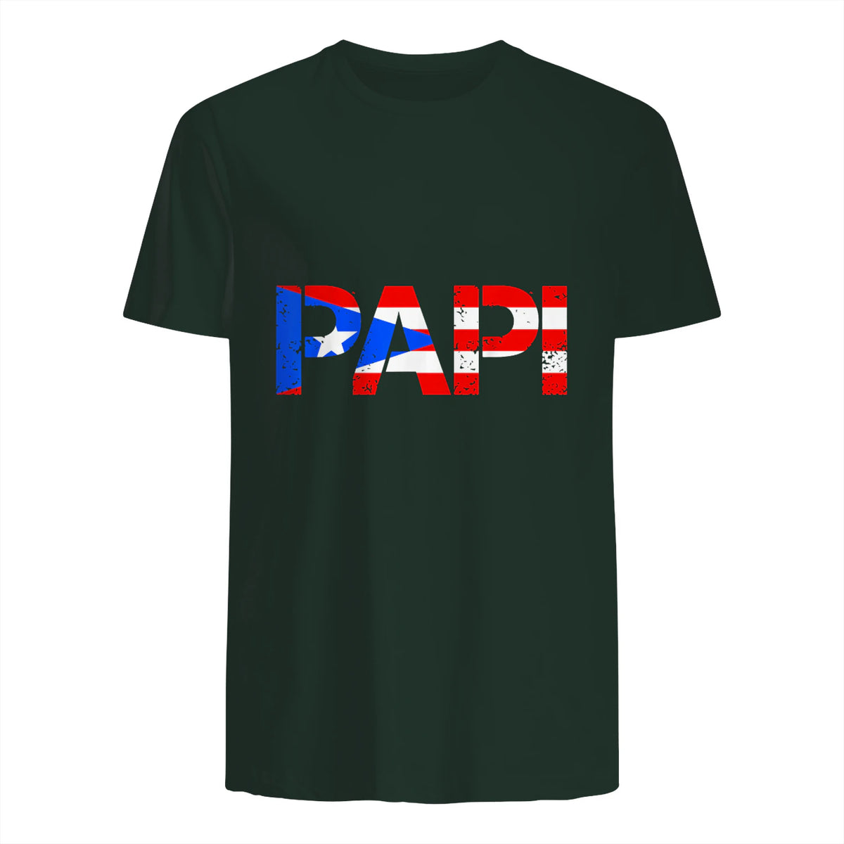 Puerto Rico Flag Father's Day Patriotic Puerto Rican Pride in Forest Green - back view