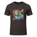 Ice Cream Drip Baseball Stuff Baseball Drip for Boys Graphic T-Shirt in Dark Chocolate - front view