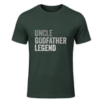 Funny Uncle Godparent Hero Message Uncle Godfather Legend For A Favorite Uncle Family Baptism T-Shirt - Black, Sm in Forest Green - front view