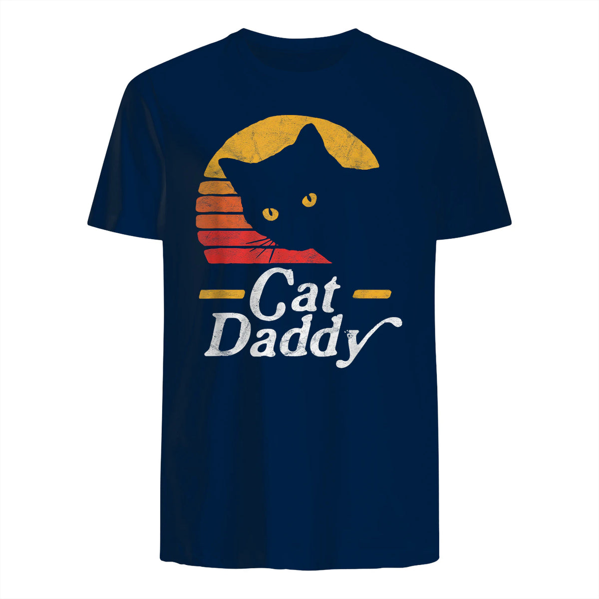 Cat Daddy Vintage Eighties Style Cat Retro Distressed in Navy - back view
