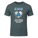 Blue for My Brother Autism Awareness Family Sister Sibling in Dark Heather - front view