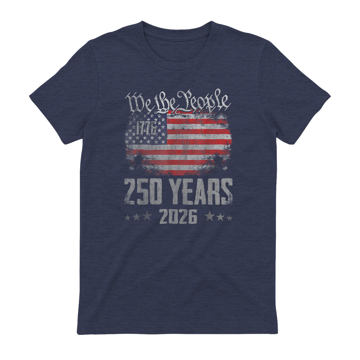 Vintage Anniversary Fourth of July Birthday T-Shirt in Heather Navy - back view