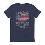 Vintage Anniversary Fourth of July Birthday T-Shirt in Heather Navy - back view
