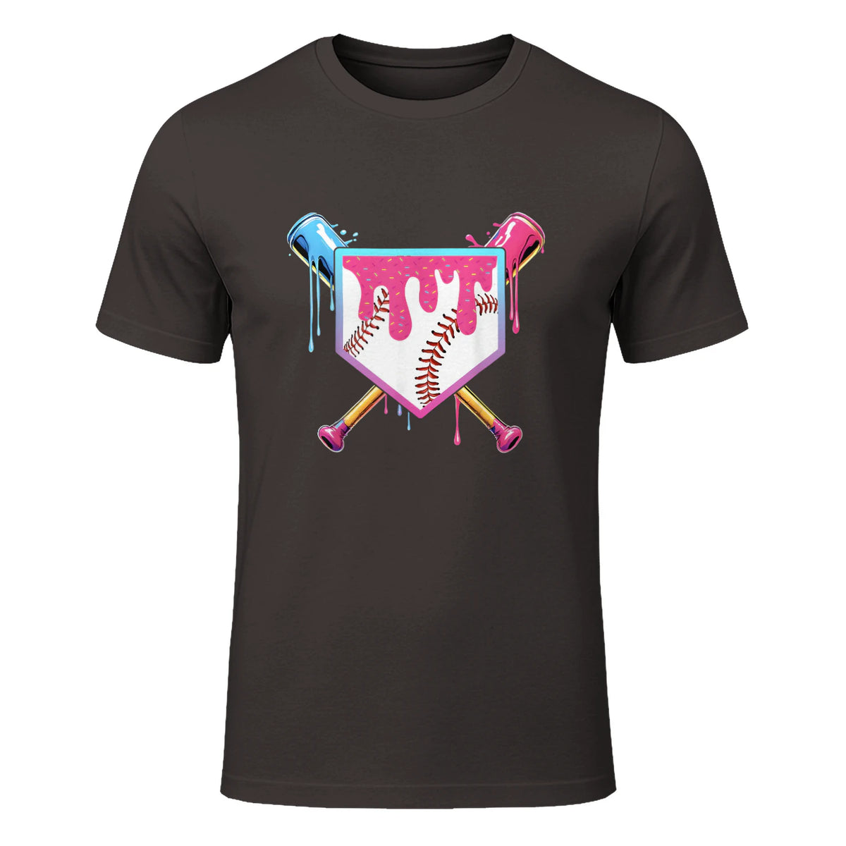 Baseball Drip Youth T-Shirt in Dark Chocolate - front view