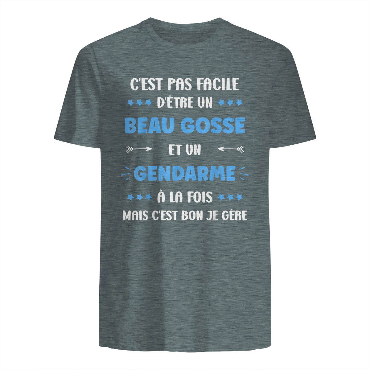 Départ Métier Super Gendarme Humour Beau Gosse Gendarme in Dark Heather - back view