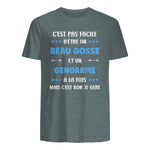 Départ Métier Super Gendarme Humour Beau Gosse Gendarme in Dark Heather - back view