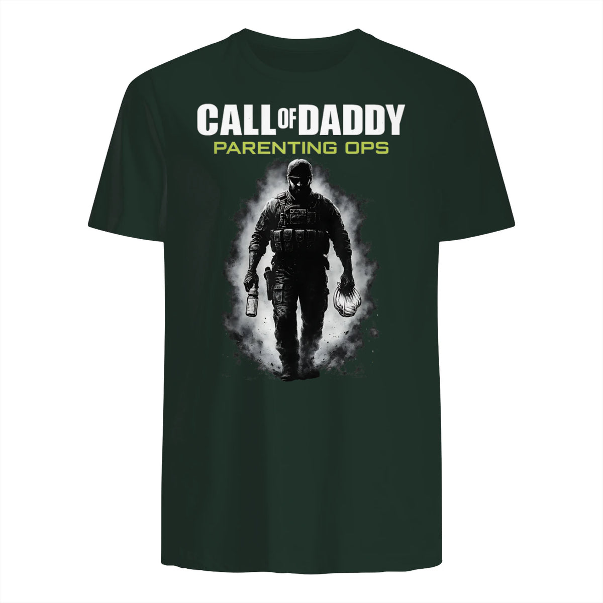 Call of Daddy Parenting Ops – Vatertag Great Dad Joke T-Shirt in Forest Green - back view