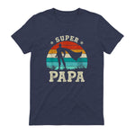 Fête des Pères Meilleur Père Humour Retro Super Papa Parfait in Heather Navy - back view
