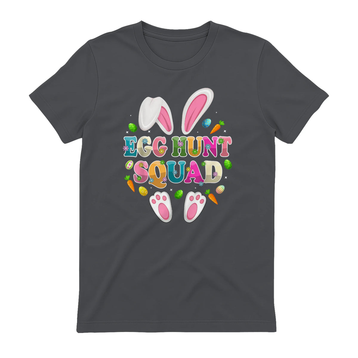 Egg Hunt Squad Bunny Happy Easter Day in Charcoal - back view