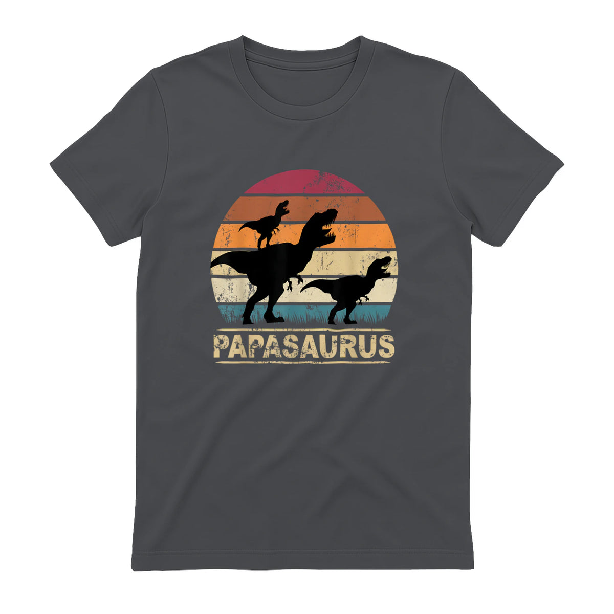 Papasaurus Dinosaurier Papa Tyrannosaurus Dino Doppelpack in Charcoal - back view
