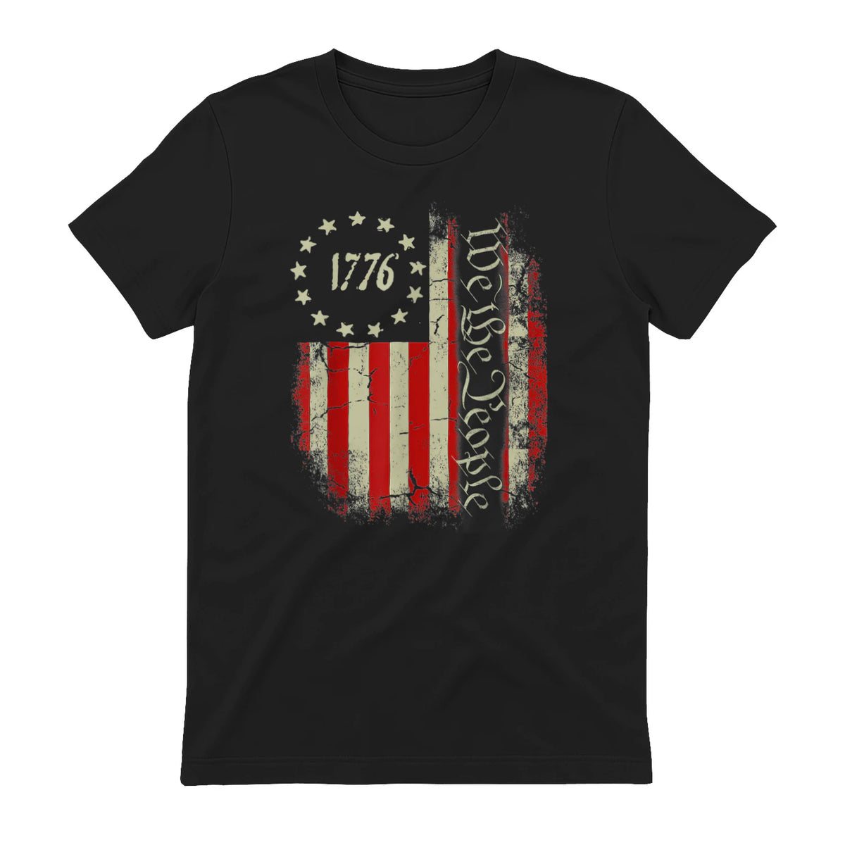 USA Patriotic Fourth of July America T-Shirt in Black - back view