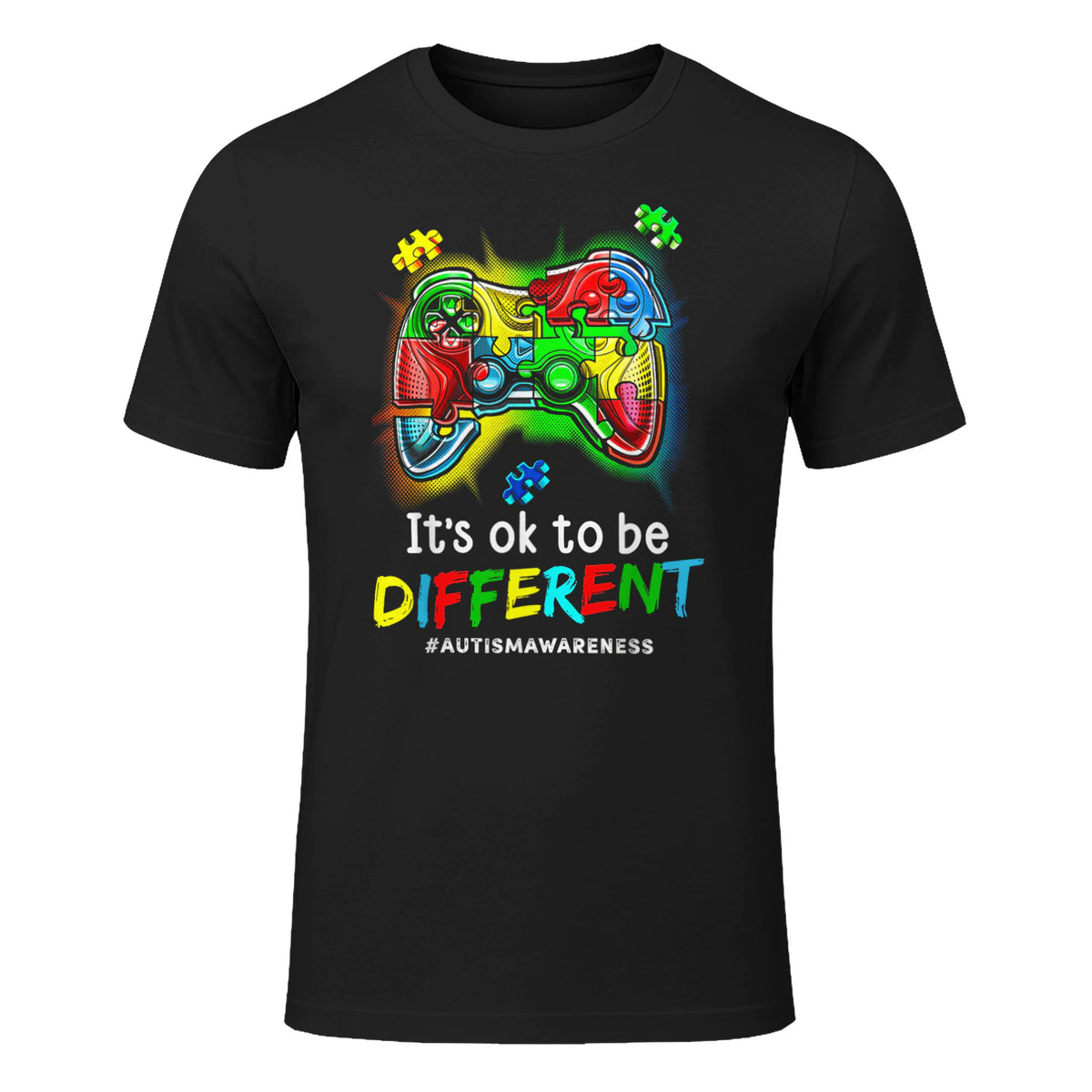 Autism Awareness Men Kids Boys Autism Video Game Month in Black - front view