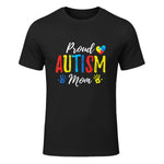 Proud Mom Autism Awareness Family Matching Shirt in Black - front view