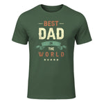 Best Dad in the World, Retro Vintage Look T-Shirt in Military Green - front view