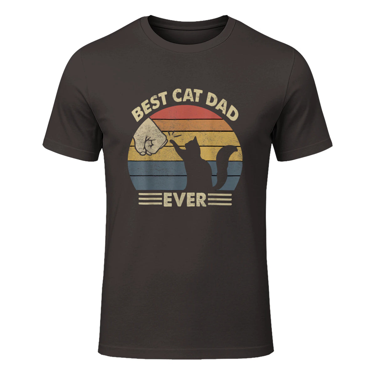 Best Cat Dad Ever T-Shirt in Dark Chocolate - front view