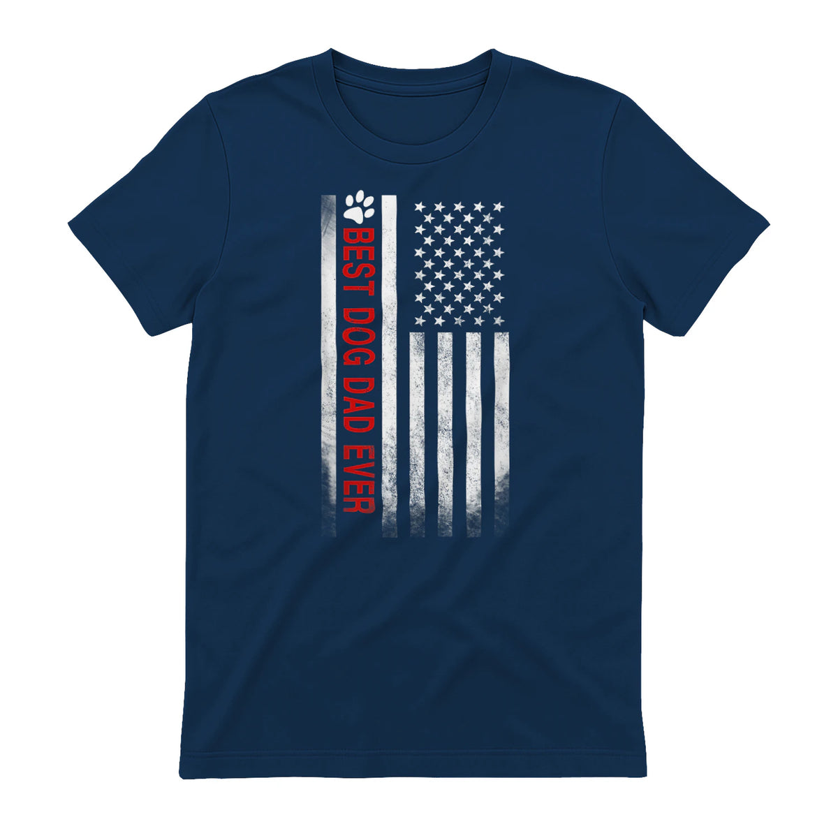 Best Dog Dad Ever American Flag Gift for Best Father in Navy - back view