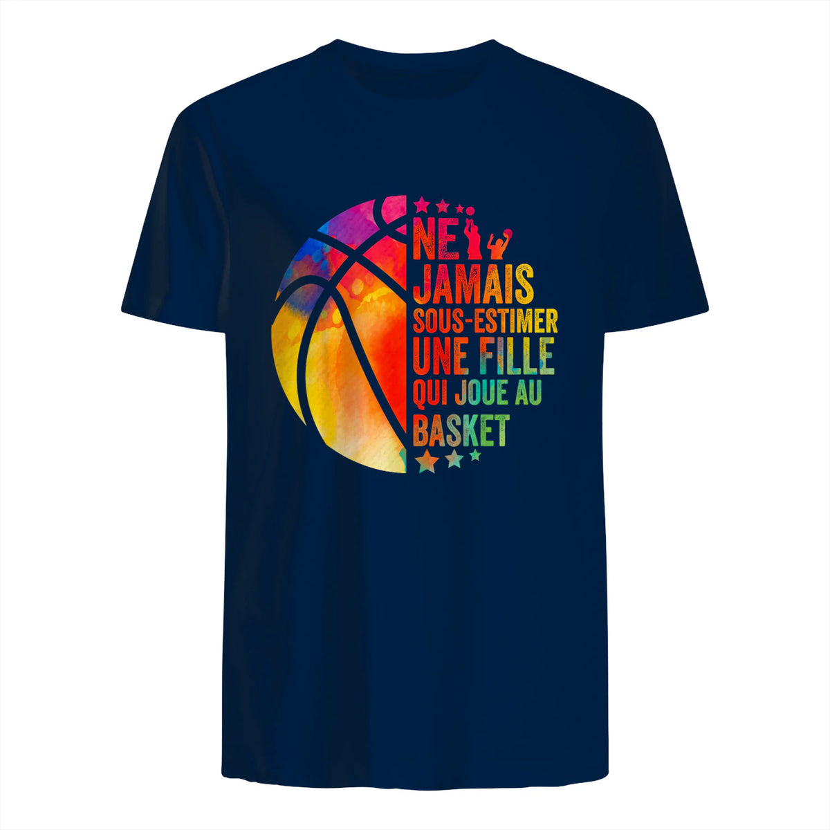 Drôle Basketball Une Fille Qui Joue Au Basket in Navy - back view