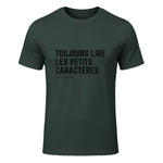 Toujours Lire Les Petits Caractères Futur Je Vais Être Papa T-Shirt in Forest Green - front view
