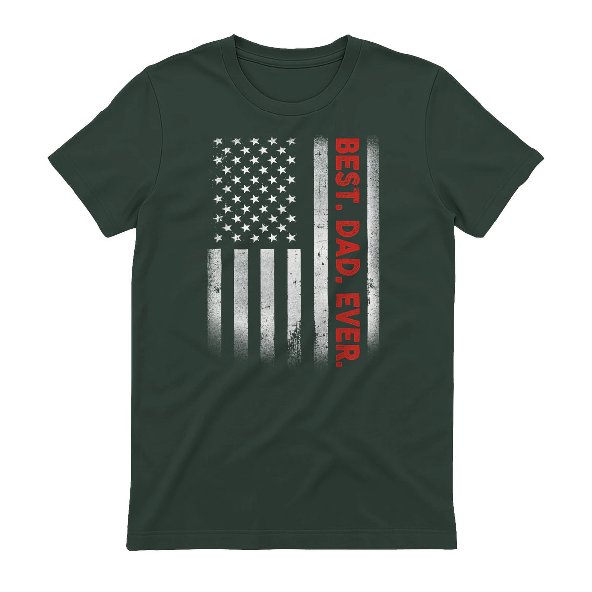 Best Dad Ever With US American Flag Gift For Father's Day in Forest Green - back view