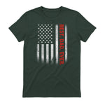 Best Dad Ever With US American Flag Gift For Father's Day in Forest Green - back view