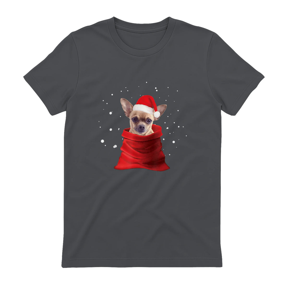 Chihuahua Motif de Noël - Mignon Mignon Xmas Neige Chiwawa in Charcoal - back view