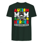 Autism Mom Raising Hero Messy Bun Autism Awareness in Forest Green - back view