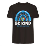 In April We Wear Blue Autism Ribbon T-Shirt in Dark Chocolate - back view