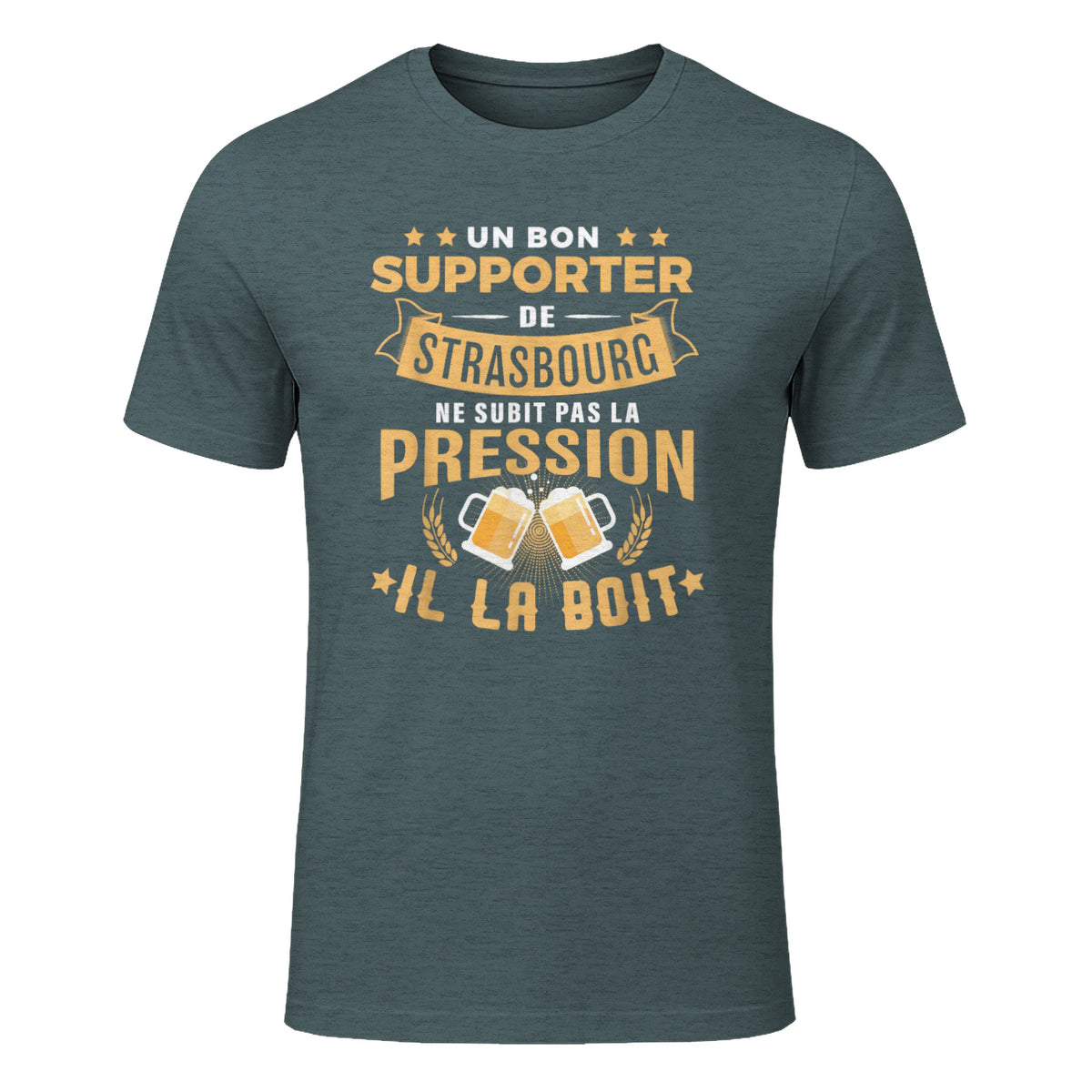 Bon Supporter Strasbourg boit la pression humour Strasbourg in Dark Heather - front view