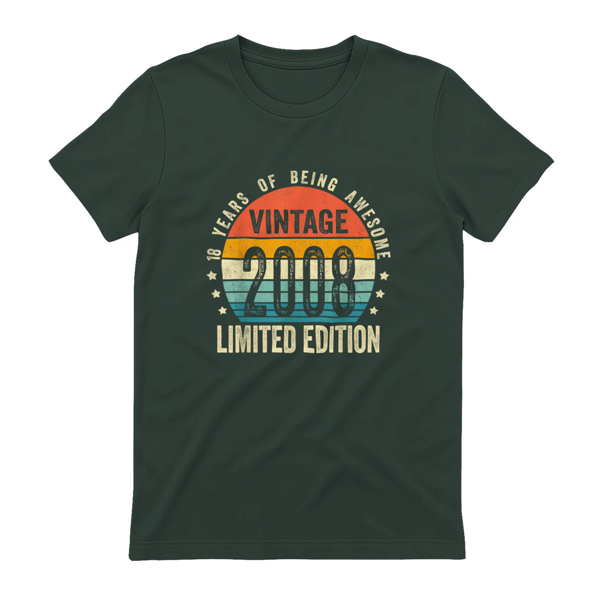 Vintage Eighteenth Birthday T-Shirt in Forest Green - back view