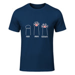 Introvert Cat Animal Rescue Pet Lover Apparel Rock Paper Scissors Hand Game Cute Paw Funny Cat T-Shirt in Navy - front view
