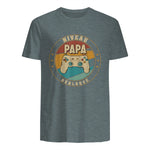 Nouveau Papa Parents Humour Gamer Nouvelle Naissance Annonce T-Shirt in Dark Heather - back view
