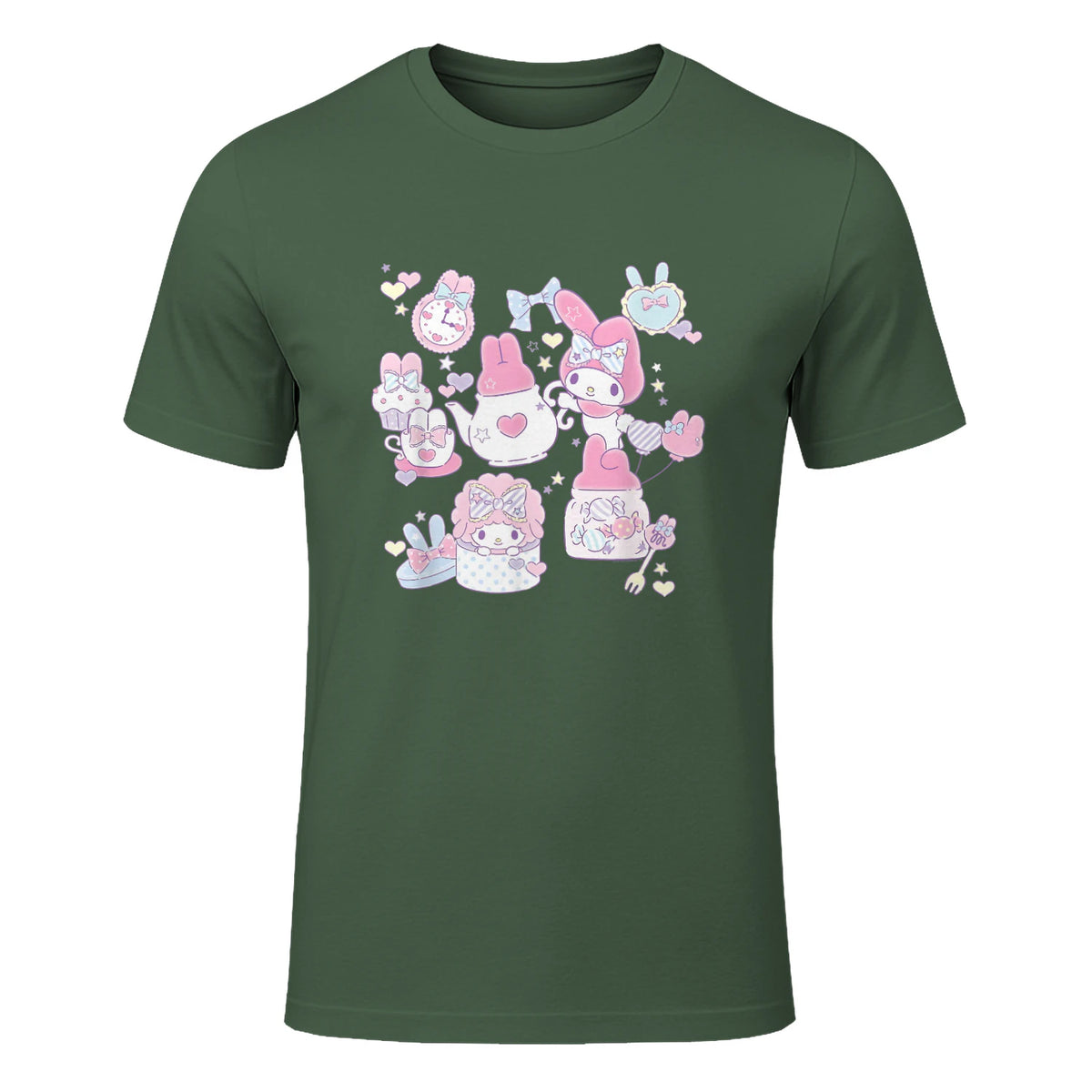 Sanrio My Melody Sweet Pink Tea Party in Military Green - front view