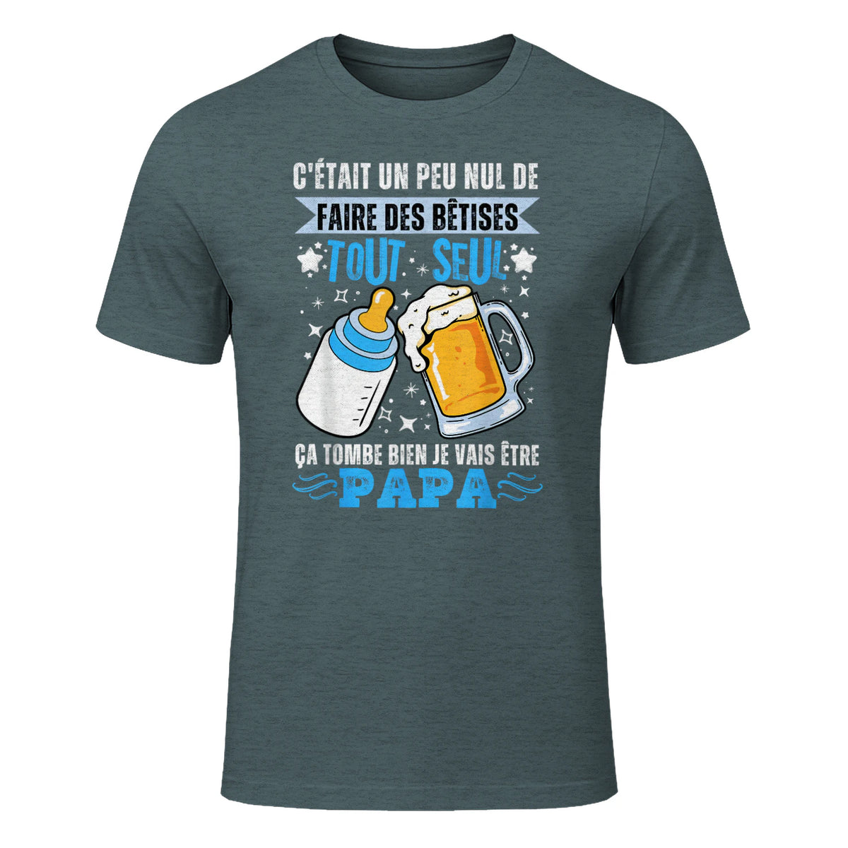 bientôt papa 2026 Annonce Futur Papa Humour Nouveau Papa tee in Dark Heather - front view
