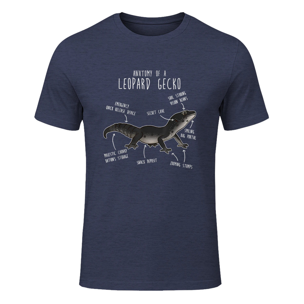 Black Night Leopard Gecko Lézard Reptile Anatomie drôle animal de compagnie in Heather Navy - front view