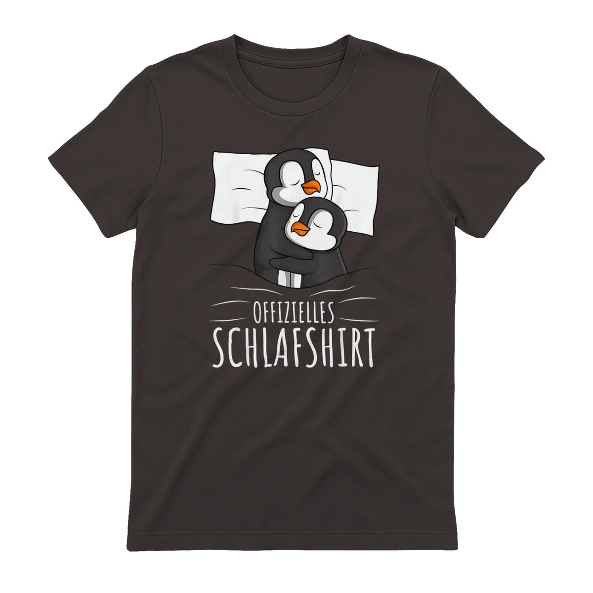 Offizielles Schlafshirt Pinguin Schlafanzug Penguin Kurzarm in Dark Chocolate - back view